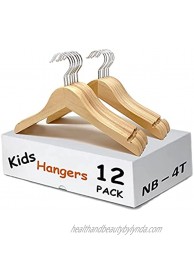 Cedar Elements Baby Toddler Children Wooden Hangers 12 Pack for Kids Clothes NB-4T ; Perfect for Nursery Organizers and Closet Storage Baby Toddler Hangers NB-4T Natural Wood