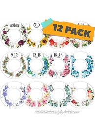 CORRURE Baby Closet Size Dividers Complete Set of 12 Closet Dividers for Baby Clothes from Newborn to 24 Months Best Nursery Closet Hanger Organizer for Baby Boy or Girl Ideal Baby Gift Floral