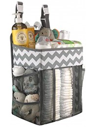 Hanging Diaper Caddy Organizer Large Nursery Storage for Essential Newborn Baby Items 2 Compartments 3 Mesh Pockets Durable Hooks to Hang on Bassinet Changing Table Crib by Babywards