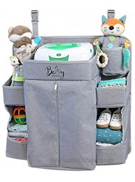 Llama Bella Premium Nursery Organizer and Baby Diaper Caddy | Hanging Diaper Organizer for Baby Essentials | Diaper Organizer for Crib Changing Table or Playard | Baby Crib Storage Organizer Grey