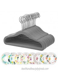 MangoKit 30 Pack Velvet Baby Hangers Baby Toddler Kids Hangers with 360 Swivel Hook Notched Shoulder Design with 8 Pcs Dividers for Baby Clothes.Grey