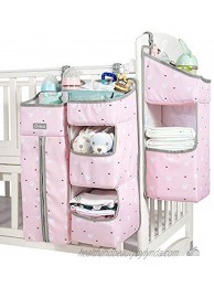 Orzbow 3-in-1 Nursery Organizer and Baby Diaper Caddy | Hanging Diaper Organization Storage for Baby Essentials | Hang on Crib Changing Table or Wall pink