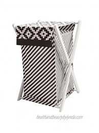Bacati Love Diamonds Stripes Kids Storage Hamper Cover with Wooden Frame Black