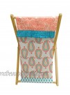 Bacati Paisley Kids Storage Laundary Hamper with Wooden Frame and Mesh Liner Coral Aqua