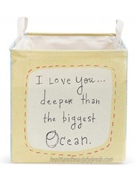 DEMDACO Love You Deeper Than Ocean Sunshine Yellow Small Square 16 x 12.5 Cotton Children's Nursery Laundry Hamper