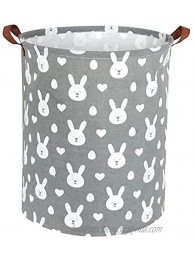 ESSME Large Storage Bin,Canvas Fabric Storage Baskets with Handles,Collaspible Laundry Hamper for Household,Gift Baskets,Toy Organizer Grey rabbit