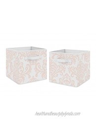 Sweet Jojo Designs Blush Pink and White Damask Organizer Storage Bins for Amelia Collection Set of 2