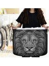 visesunny Collapsible Large Capacity Basket Lion Black White Pattern Clothes Toy Storage Hamper with Durable Cotton Handles Home Organizer Solution for Bathroom Bedroom Nursery Laundry,Closet