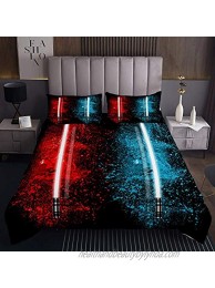 Feelyou Lightsaber Bedspread Red Blue Tie Dye Coverlet for Kids Boys Teens Future Technology Quilt Set Soft Durable Washable Bed Cover