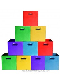 10-Pack Assorted Colors Bright Colors Storage Bins with Plastic Handles Containers Boxes Tote Baskets| Collapsible Cubes Household Organization