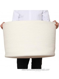24" x 24" x 17" Max Size Large Cotton Rope Basket Extra Large Storage Basket Woven Laundry Hamper Toy Storage Bin for Blankets Clothes Toys Towels Pillows in Living Room Baby Nursery All White