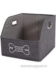 Brabtod Foldable Storage Bin Rectangle Storage Basket with Handle Organizer Bin for Pet Toys Diaper Shelves Closet -Gray