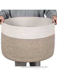 DOKEHOM XX-Large Storage Baskets -21.7D x 13.8H Inches- Cotton Rope Basket Woven Baby Laundry Basket with Handle for Diaper Toy Brown