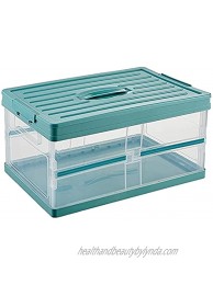 Folding Plastic Containers,Collapsible Storage Bins With Lids Clear Latch Storage Box with Handle,22QT