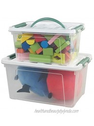 Jekiyo Clear Latching Box Plastic Storage Bin 2 Packs6 Quart&14 Quart