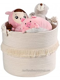 Large Storage Baskets Woven Hamper 13 x 15 Inches Laundry Rope Basket Cotton Organizer with Handles for Kids Toys Baskets Nursery Bin Box Blankets Holder