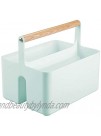mDesign Plastic Portable Nursery Storage Organizer Caddy Tote Divided Basket Bin with Wood Handle Holds Bottles Spoons Bibs Pacifiers Diapers Wipes Baby Lotion Mint Green