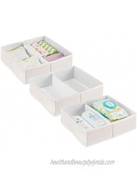 mDesign Soft Fabric Dresser Drawer and Closet Storage Organizer Bin for Child Kids Room Nursery Playroom Divided 2 Section Tray 3 Pack Cream White