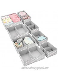 mDesign Soft Fabric Dresser Drawer and Closet Storage Organizer Set for Child Kids Room Nursery Playroom Bedroom Rectangular Organizer Bins with Textured Print Set of 8 Gray White