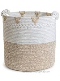 PUNZYMO Blanket Basket for Organizing Woven Basket for Blanket Storage Living Room for Toy Laundry Towel Diaper 15" X 15"X 14.2" Brown