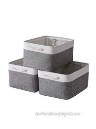 Sacyic Large Storage Baskets for Shelves Fabric Baskets for Organizing Collapsible Storage Bins for Closet Nursery Clothes Toys Home & Office [3-Pack White&Grey]