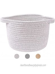Small Basket Storage Baskets for Organizing Mini Cotton Rope Woven Storage Bins Small Round Organizer Bins for Toy Kids Cat Baby Dog Planter Little Planter Basket for Gift Gray
