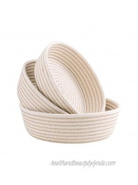 UBBCARE Small Woven Storage Baskets on Table Top Key Pet Toy Storage Bowls Decorative Cotton Rope Trays for Shelves Entryway and Coffee Table Set of 3