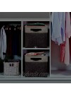 Univivi Foldable Fabric Storage Baskets 4-Pack Gray Large Storage Bins with PU Handles Decorative Organizing Bins for Shelf Nursery Home Closet 13" x 13" x 13"