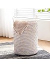 YOUDENOVA Cotton Rope Laundry Hamper 58L Tall Woven Collapsible Dirty Clothes Basket for Blankets Toys Throws Foldable Storage Organizers for Bedroom Livingroom Dorm Rainbow
