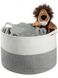 ZLG XXXLarge Cotton Rope Basket 22" x 22" x 14.13" Woven Baby Laundry Blanket Basket Toy Basket with Handle Storage Comforter Cushions Thread Laundry Hamper