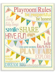 Stupell Home Décor Playroom Rules With Pennants In Pink Rectangle Wall Plaque 10.25 x 0.5 x 14.75 Proudly Made in USA
