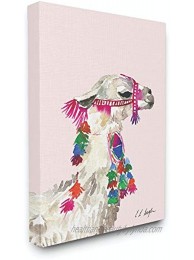Stupell Industries Pink Llama Decorated with Tassels Watercolor Canvas Wall Art 24 x 30 Design by Artist Elise Engh