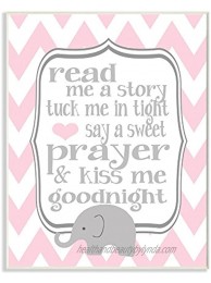 Stupell Industries The Stupell Home Decor Art Read Me A Story Elephant in Pink Chevron Wall Plaque 13 x 19 Design by Artist Ashley Calhoun