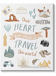 Stupell Industries This Heart Made to Travel Sentiment World Treasures Designed by Laura Marshall Canvas Wall Art 16 x 20 Blue
