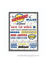 The Kids Room by Stupell Comic Book Dots Super Hero Rules Typography Oversized Framed Giclee Texturized Art 16 x 1.5 x 20 Proudly Made in USA