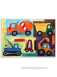 The Kids Room by Stupell Construction Trucks Rectangle Wall Plaque Set 11 x 0.5 x 15 Proudly Made in USA