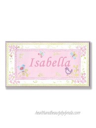 The Kids Room by Stupell Isabella Pink and Green Chickadees Personalized Rectangle Wall Plaque