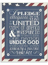 The Kids Room by Stupell Pledge of Allegiance with American Flag Background Rectangle Wall Plaque 11 x 0.5 x 15 Proudly Made in USA