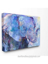 The Stupell Home Décor Collection Brightly Blue and Purple Painted Elephant Portrait Stretched Canvas Wall Art 24 x 30 Multi-Color