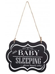 WINOMO Baby Sleeping Sign Shhh Baby Sleeping Please Knock Softly Wood Decorative Sign Nursery Hanging Plaque Baby Door Cot Sign