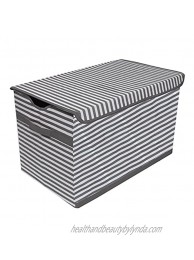 Bacati Pin Stripes Grey White Kids Storage Toy Chest 14.5 L x 24 W x 15 H inches