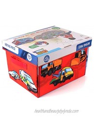MeeYum Toy Storage Box with Foldable Car Rug Playmat-2 in 1 Collapsible Toy Car Storage and Mat