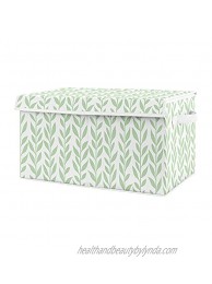 Sweet Jojo Designs Floral Leaf Girl Small Fabric Toy Bin Storage Box Chest for Baby Nursery or Kids Room Green and White Boho Farmhouse for The Yellow Sunflower Collection