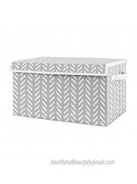 Sweet Jojo Designs Grey Boho Arrow Boy or Girl Small Fabric Toy Bin Storage Box Chest for Baby Nursery or Kids Room Gray and White Herringbone for Woodland Forest Friends Collection