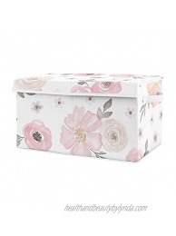 Sweet Jojo Designs Pink and Grey Rose Flower Girl Baby Nursery or Kids Room Small Fabric Toy Bin Storage Box Chest for Watercolor Floral Collection