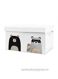 Sweet Jojo Designs Woodland Bear Racoon Boy or Girl Small Fabric Toy Bin Storage Box Chest for Baby Nursery or Kids Room Neutral Beige Green Black and Grey Forest Pals