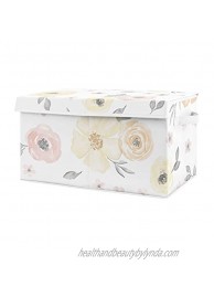 Sweet Jojo Designs Yellow and Pink Watercolor Floral Girl Small Fabric Toy Bin Storage Box Chest for Baby Nursery or Kids Room Blush Peach Orange Cream Grey White Shabby Chic Rose Flower Farmhouse