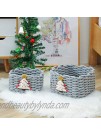 Enzk&Unity Christmas Woven Cotton Rope Baskets Shelf Storage Xmas Decorative Basket for Gifts,Kids Toys Living Room Bedroom 2 Pcs Set Grey