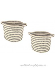 ZP Home Goods Cotton Rope Basket Set of 2 for Kitchen Bathroom Laundry Nursery Craft pet Kids Living Room Closet mud Room Gift and Storage Grey