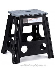 Acko 16 Inches Folding Step Stool for Adults.Kitchen and Garden Step Stool Black Matching Grey Color Black+Grey